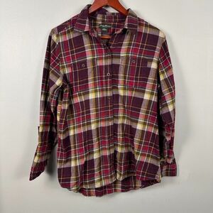 Eddie Bauer Womens Large Red Plaid Button Down Long Sleeve Shirt